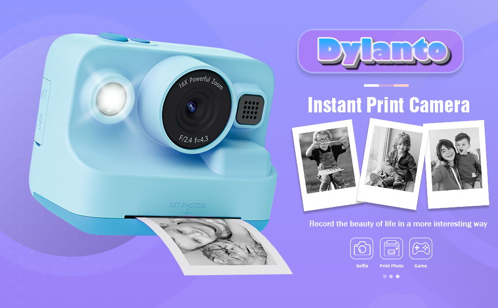 Dylanto Kids Camera Instant Print,1080P Kids Instant Cameras That Print Photos,Christmas Birthday Gifts for Girls Age 3-12,Portable Toy for 3 4 5 6 7 8 9 10 Year Old Girls Boys-Blue