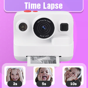 Dylanto Instant Print Camera for Kids,2.4 Inch Screen Kids Instant Cameras, Christmas Birthday Gifts for Girls Age 3-12, Portable Toddler Toy for 3 4 5 6 7 8 9 10 Year Old Girls Boys White