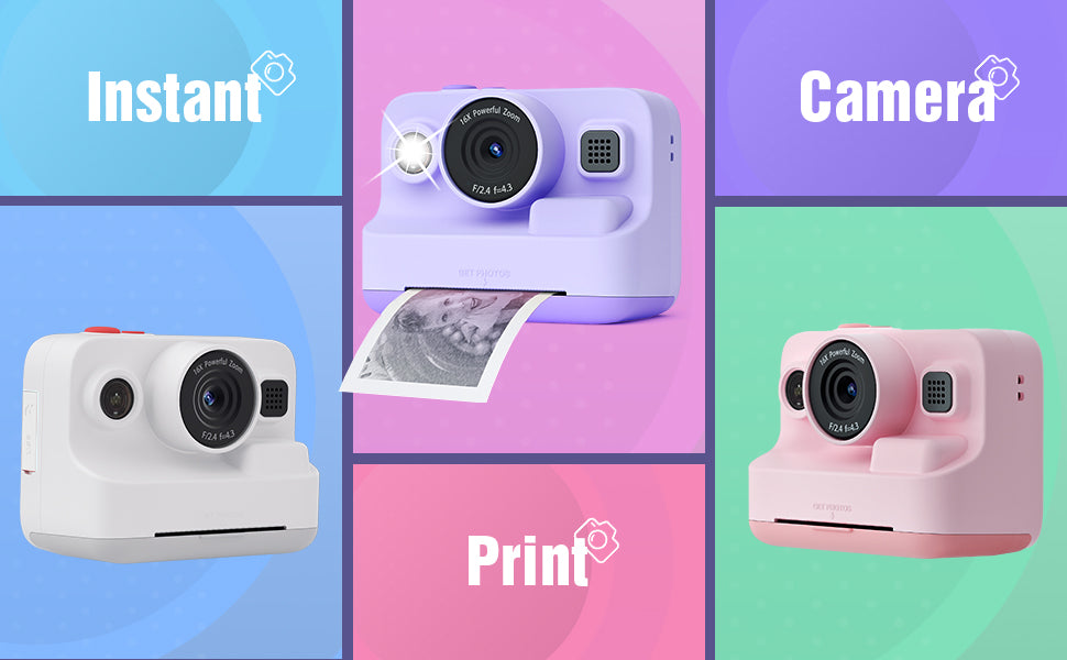 Dylanto Instant Print Camera for Kids,2.4 Inch Screen Kids Instant Cameras, Christmas Birthday Gifts for Girls Age 3-12, Portable Toddler Toy for 3 4 5 6 7 8 9 10 Year Old Girls Boys Purple