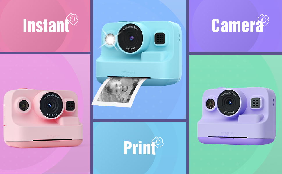 Dylanto Kids Camera Instant Print,1080P Kids Instant Cameras That Print Photos,Christmas Birthday Gifts for Girls Age 3-12,Portable Toy for 3 4 5 6 7 8 9 10 Year Old Girls Boys-Blue