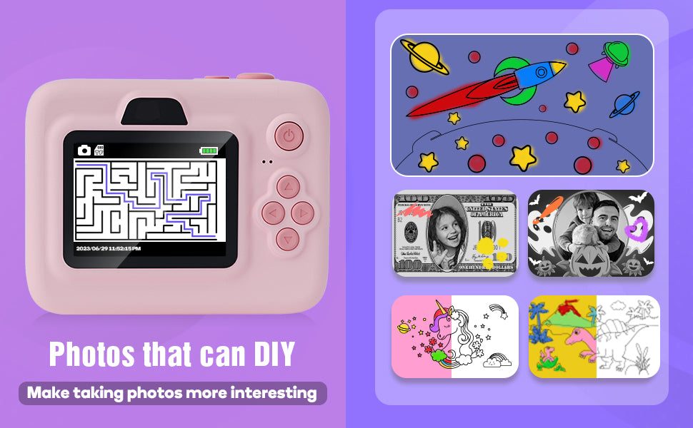 Dylanto Kids Camera Instant Print,1080P Kids Instant Cameras That Print Photos,Christmas Birthday Gifts for Girls Age 3-12,Portable Toy for 3 4 5 6 7 8 9 10 Year Old Girls Boys Pink