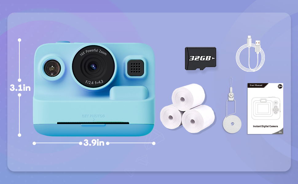 Dylanto Kids Camera Instant Print,1080P Kids Instant Cameras That Print Photos,Christmas Birthday Gifts for Girls Age 3-12,Portable Toy for 3 4 5 6 7 8 9 10 Year Old Girls Boys-Blue