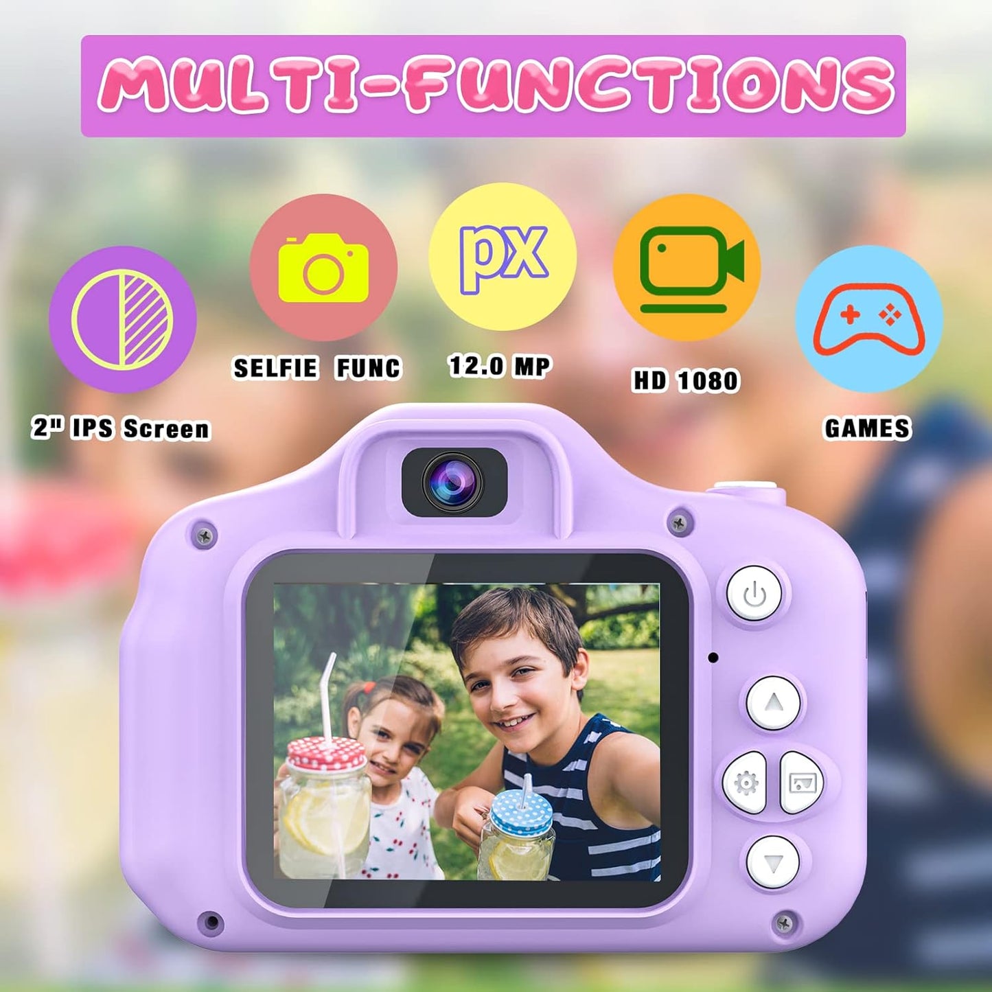 Dylanto Upgrade Kids Selfie Camera, Christmas Birthday Gifts for Girls&Boys Age 3-9, HD Digital Video Cameras for Toddler, Portable Toy for 3 4 5 6 7 8 9 Year Old Girls with 8GB SD Card-Purple